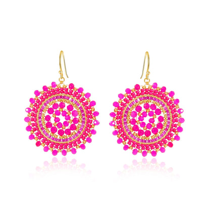Handmade Crochet Crystal & Seed Beads Drop Earrings Women