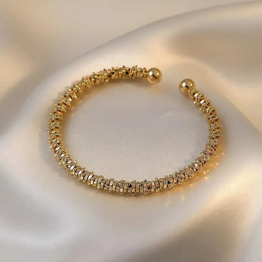 Light Luxury Classic Gold Color Twisted Open Bracelet for Women Fashion Metal Geometric Adjustable Cuff Bangle Jewelry Gifts