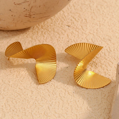 Creative S Shaped Fan Earrings Women Waterproof Fashion Jewelry Gift