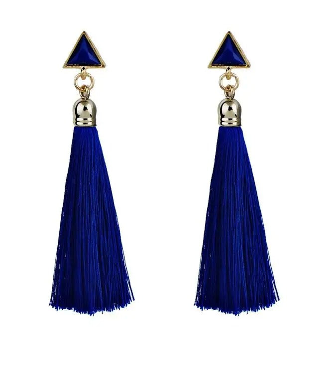 New Fashion Charm Long Triangle Tassel Drop Earrings For Women Girls Party Vintage Ethnic Multicolor Earring Jewelry Gifts