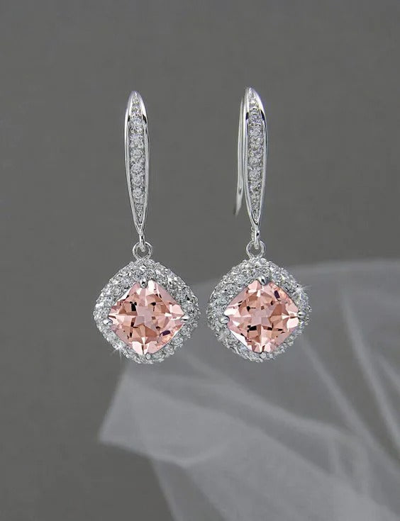 Silver Zircon Dangle Earrings for Women Party & Wedding Jewelry