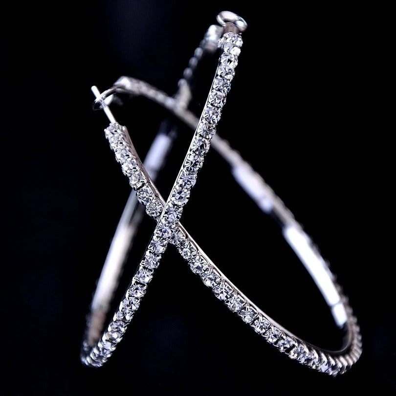 Fashion Rhinestone Hoop Earrings Crystal Circle for Women