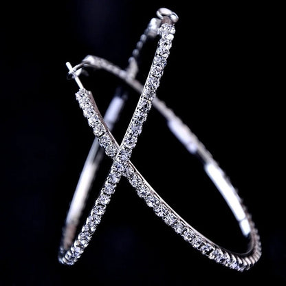 Fashion Rhinestone Hoop Earrings Crystal Circle for Women