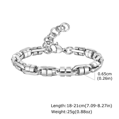 Vnox Chunky Stainless Steel Link Bracelet Handmade Byzantine Wristband