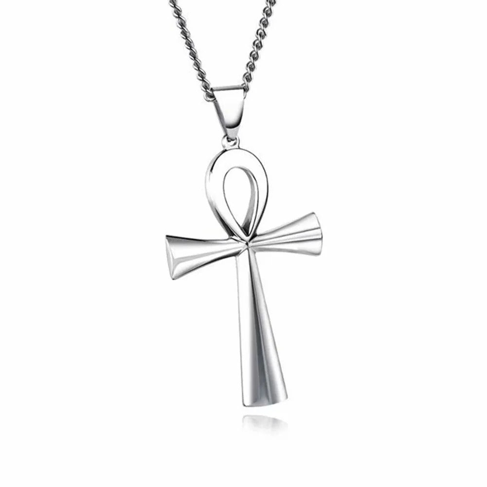 Religion Egyptian Necklaces Cross Pendent Stainless Steel Symbol of Life Cross Necklaces Jewelry Gifts