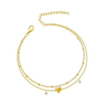 Women’s Love Heart Bracelet Gold Plated Summer Chain Jewelry Gift