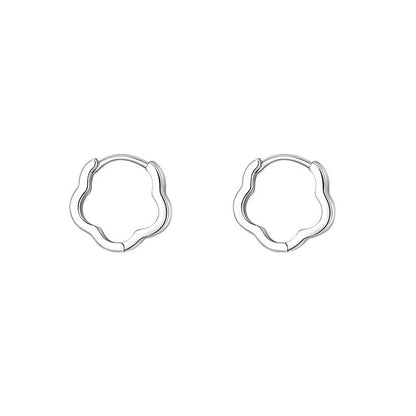 Sterling Silver Flower Hoop Earrings for Women Minimalist Jewelry