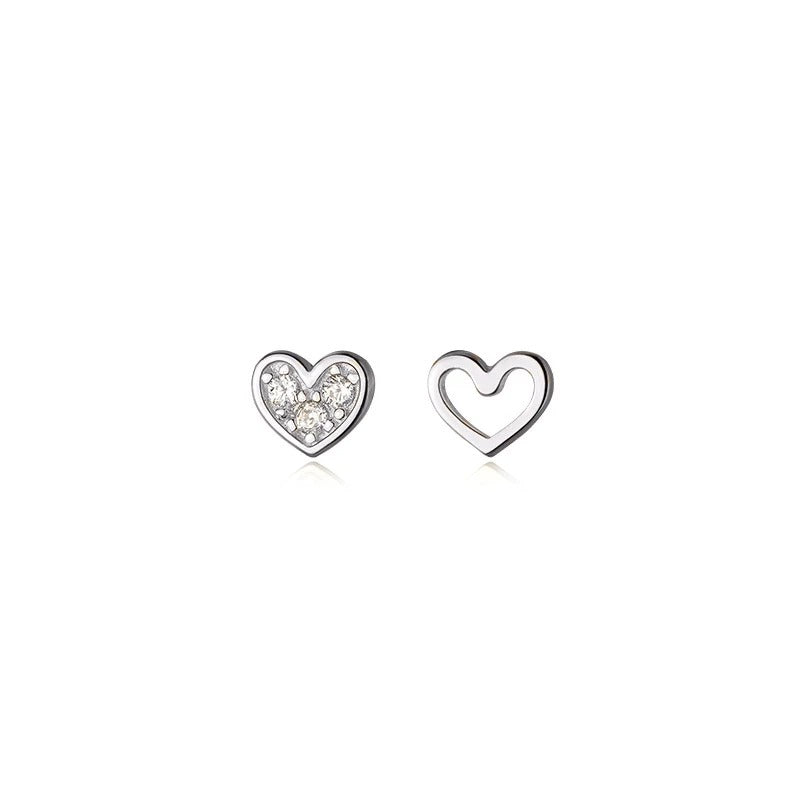 La Monada Womens Earrings Silver 925 Ear Piercing Small Hollow Heart 925 Silver Earrings For Women Silver Stud Earrings Girl