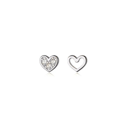 La Monada Womens Earrings Silver 925 Ear Piercing Small Hollow Heart 925 Silver Earrings For Women Silver Stud Earrings Girl