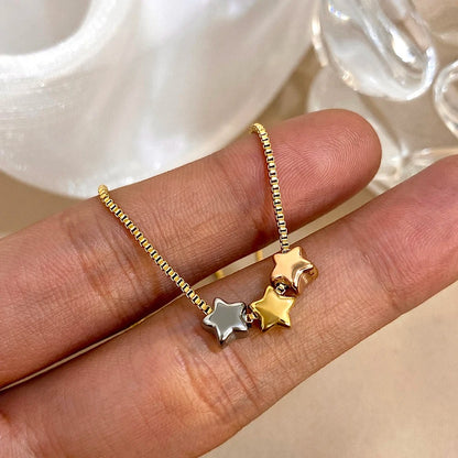 Exquisite Small Star Collarbone Chain Necklace for Women Stainless Steel Pentagram Pendant Necklace Lady Choker Jewelry Gifts