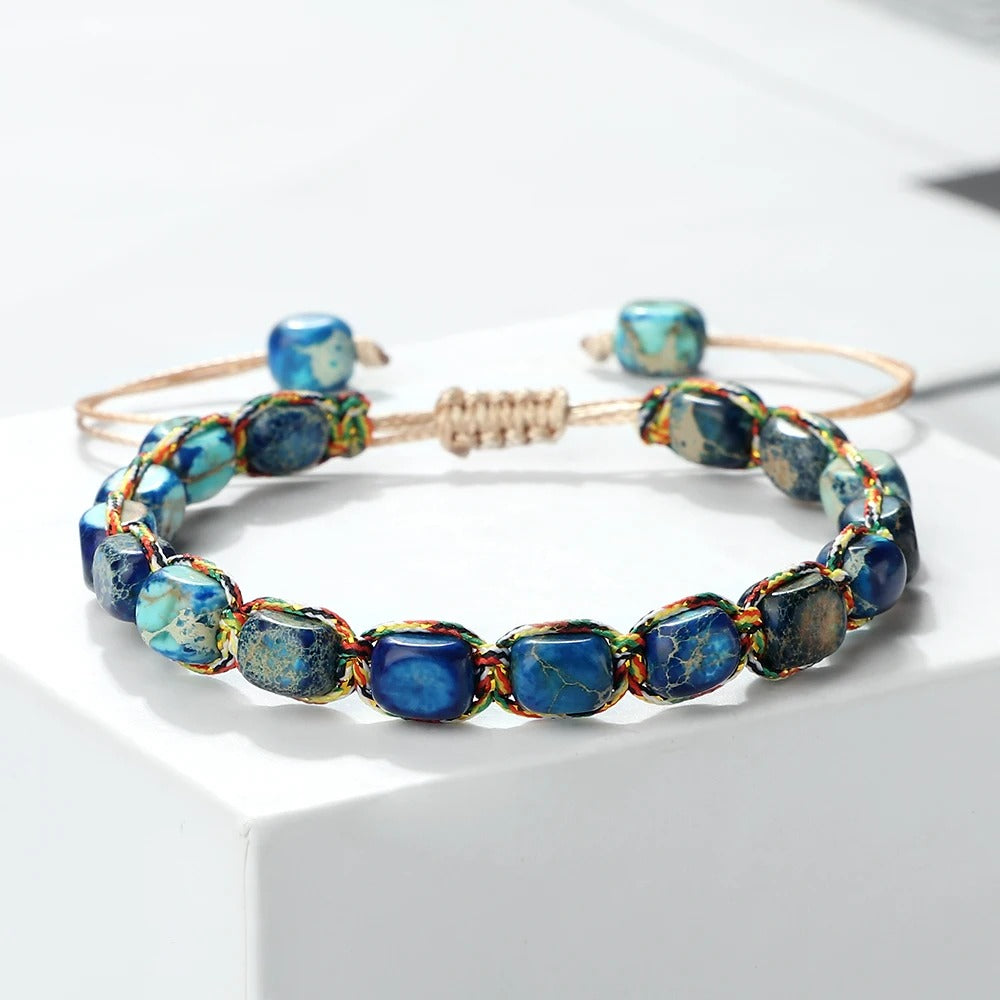 Handmade Emperor Stone Bracelet  Beaded Boho Yoga Charm Braided Rope Bracelets Bangle Women Men Fashion Wristband Jewelry