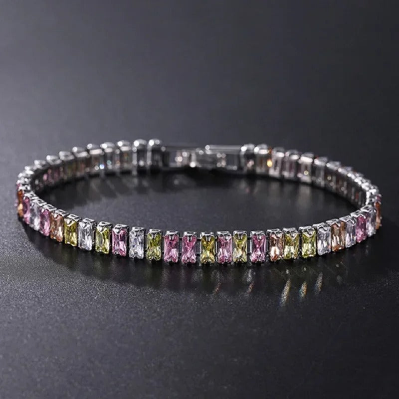 Cubic Zirconia Tennis Bracelet Gold Silver Women Chain Jewelry