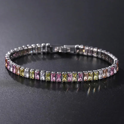Cubic Zirconia Tennis Bracelet Gold Silver Women Chain Jewelry