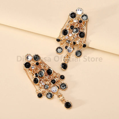 Shiny Rhinestone Drop Earrings Women Luxury Wedding Jewelry