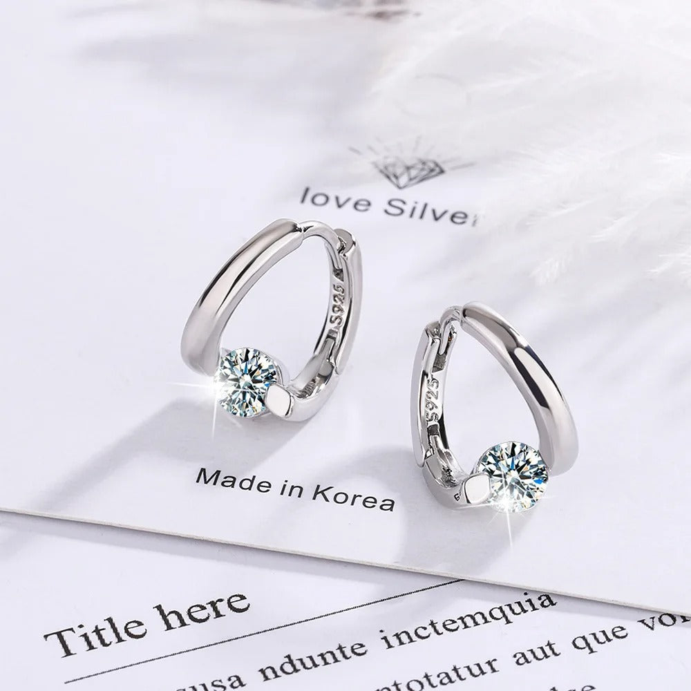 Sterling Silver Gold Crystals Simple Earrings For Women Fashion Wedding Luxury Jewelry 2025 Trend