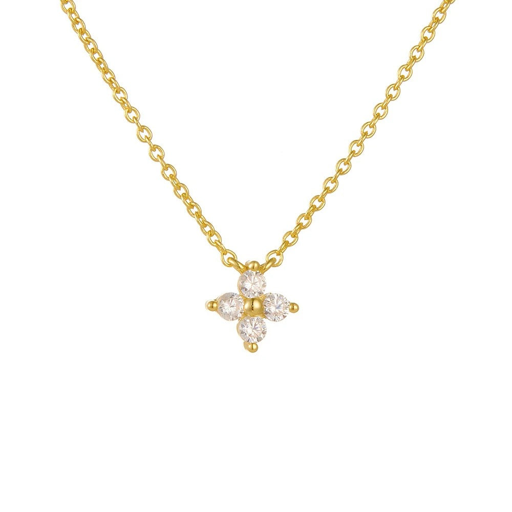 Fashion Tiny Flowers Dainty Necklace Gold Silver Color Stainless Steel Zircon Choker Necklace for Women Pendant Jewelry Gifts