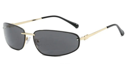 Oval Frameless Y2K Sunglasses for Women Retro Punk