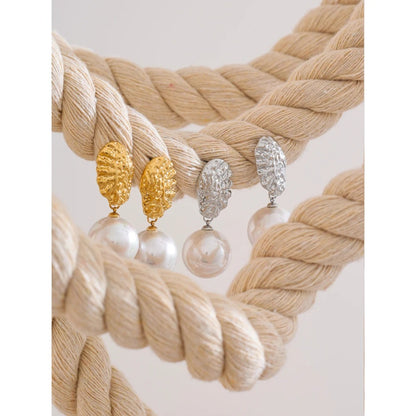 Simulated Pearl Round Drop Earrings Women Korean Style Jewelry