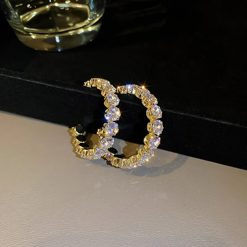 Luxury Green Zircon Hoop Earrings for Women Party Jewelry