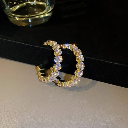 Luxury Green Zircon Hoop Earrings for Women Party Jewelry