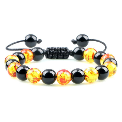 Natural Black Onyx & Tiger Eye Bead Bracelet Men Women Yoga