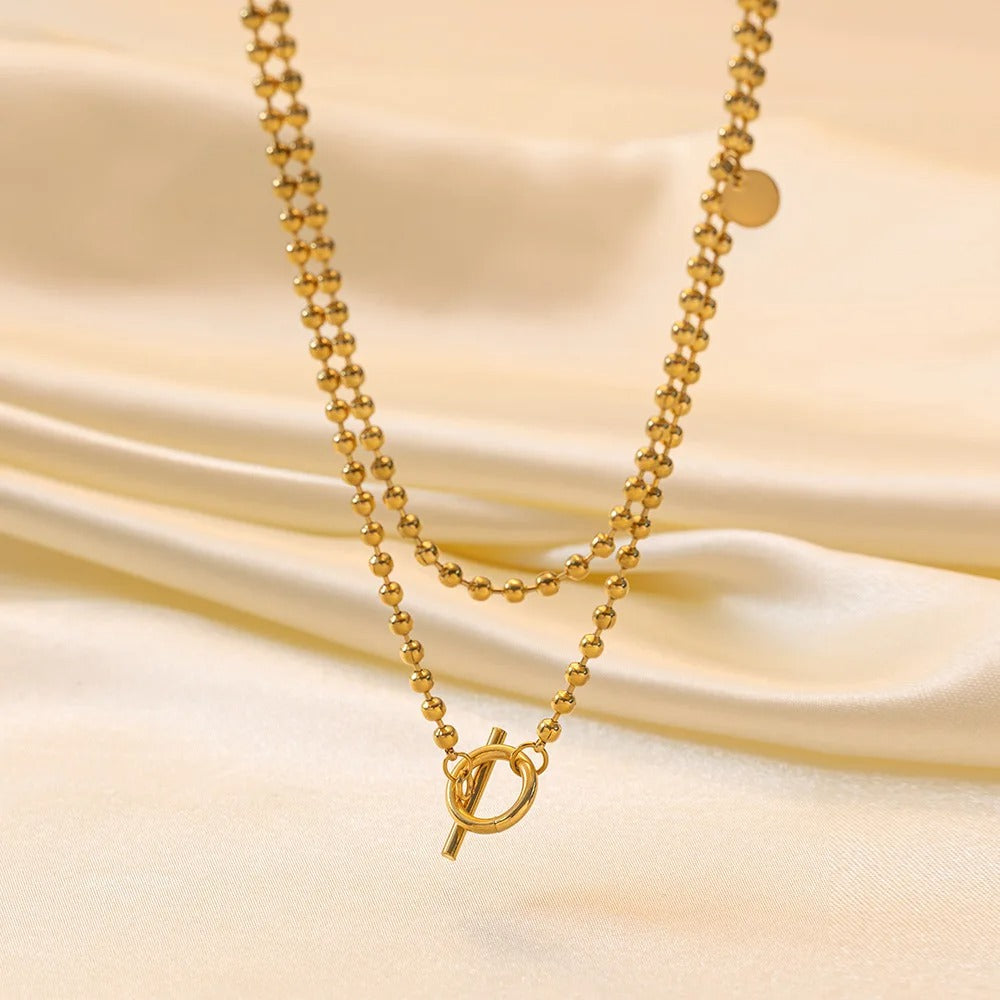 316L Stainless Steel New Design 70cm Long Chain Small Beads OT Buckle Necklace for Women Punk Hip-Hop Jewelry