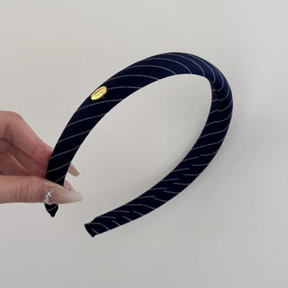 Preppy Striped Headband Gold Accents Hairband Women & Teens