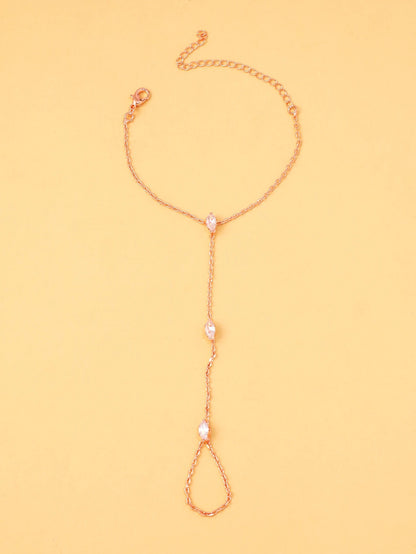 Boho Crystal Rhombus Bracelet Party Jewelry Thin Chain for Women