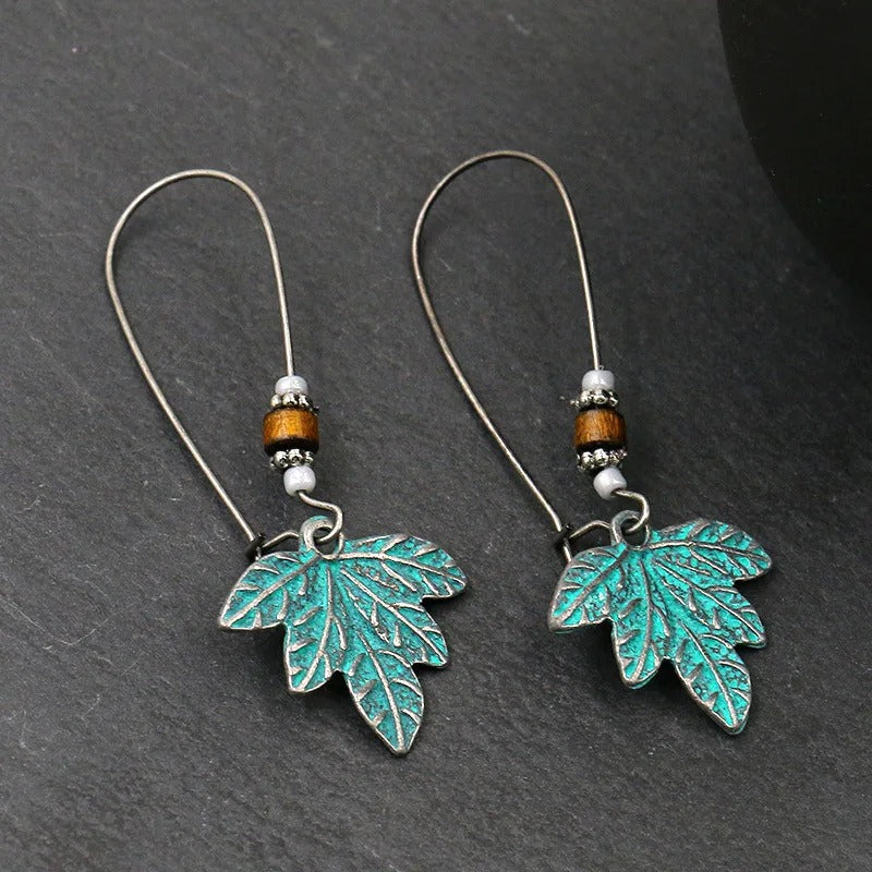 Women’s Geometric Leaf Wing Flower Drop Earrings Antique Style