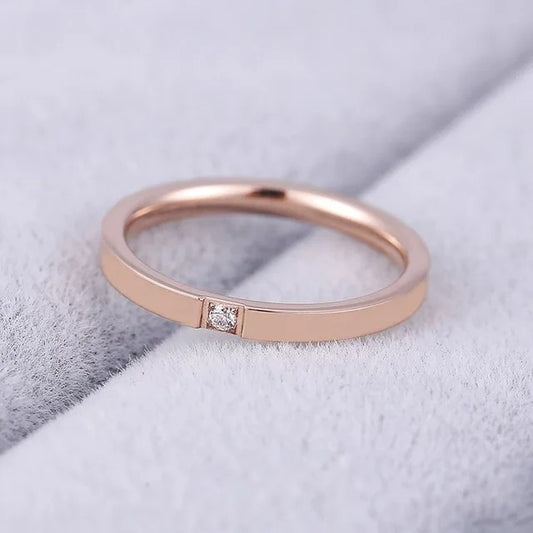 High quality 4mm Simple Ring Fashion Rose Gold Ring Men's and Women's Exclusive Couple Wedding Ring