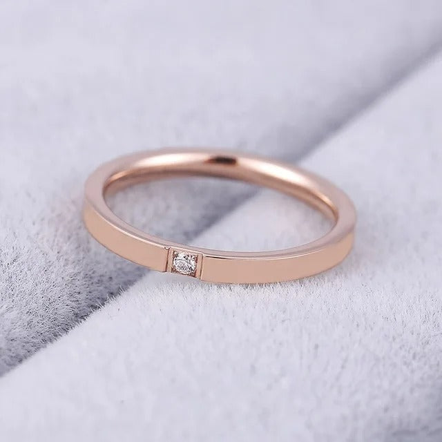 High quality 4mm Simple Ring Fashion Rose Gold Ring Men's and Women's Exclusive Couple Wedding Ring