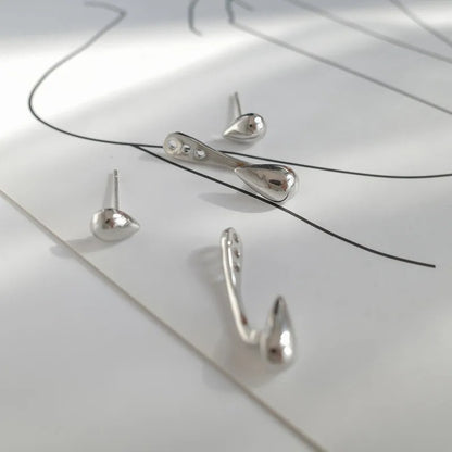Simple Stud Earrings 2025Trend Jewelry For Women Silver Color Water Drop Two Use Cute Korean Small Earring pendientes hombre