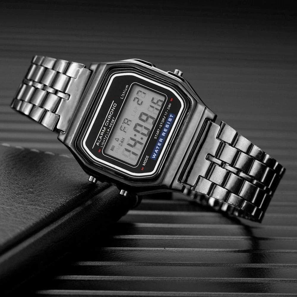 Elegant Digital Watch For Women Gold Silver Stainless Steel Business Ladies Electronic Wrist Watches.