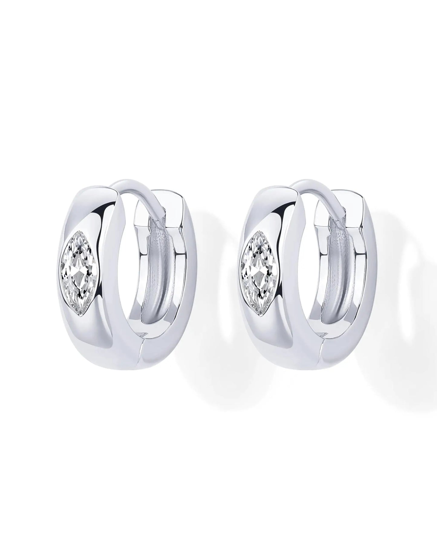 Women’s Gold Plated Hoop Earrings with Sterling Silver Posts CZ