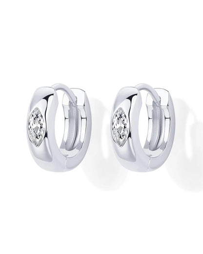 Women’s Gold Plated Hoop Earrings with Sterling Silver Posts CZ