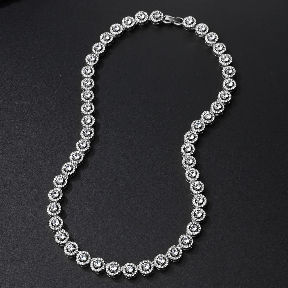 Fashion 9MM Iced Out Crystal Round Tennis Chain Necklace for Men Women Bling Full Cubic Zircon Necklaces Rapper Charm Jewelry