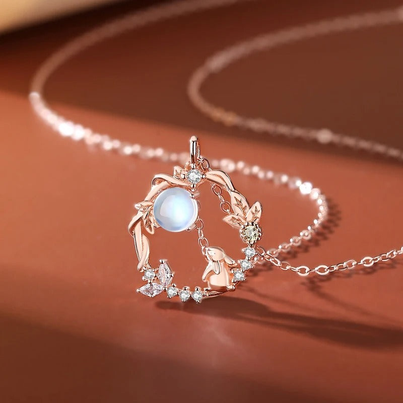 European S925 Sterling Silver Necklace AAA CZ Rabbit For Women Birthday Party Gift Jewelry