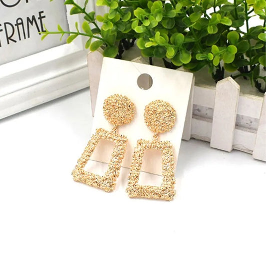 Vintage Hollow Statement Drop Earrings for Women Punk Metal Jewelry Gift