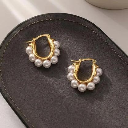 Elegant Gold U-Shaped Hoop Earrings Wedding Party Women Gift