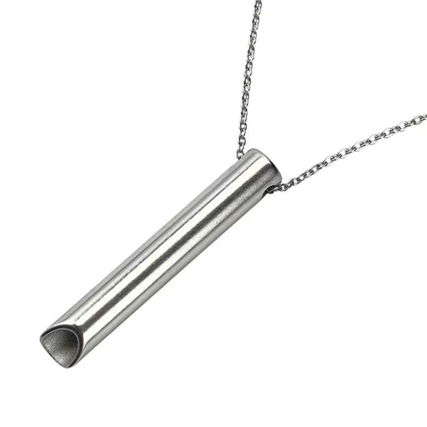 Breathwork Meditation Mindfulness Breathing Anti Smoking Necklace Stainless Steel Whistle Anxiety Relief Jewelry
