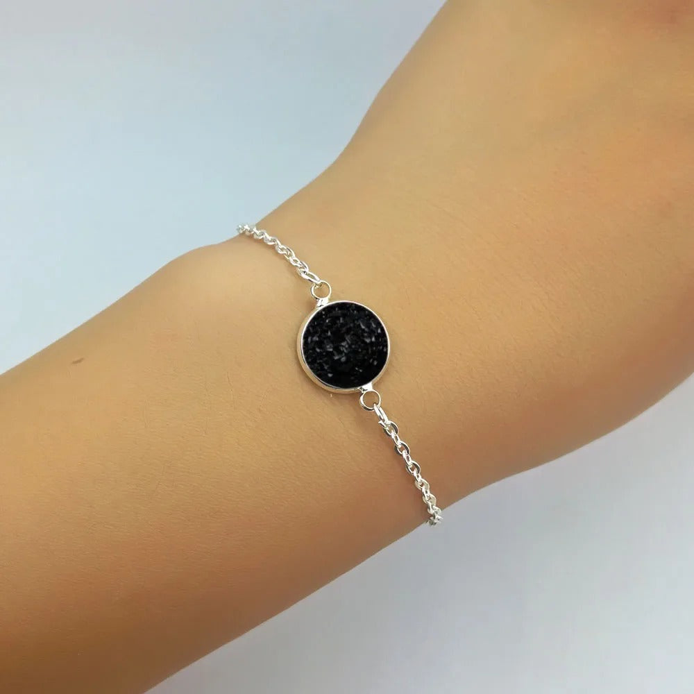 Stainless Steel Charm Bracelet Women Rhinestone Linked Chain