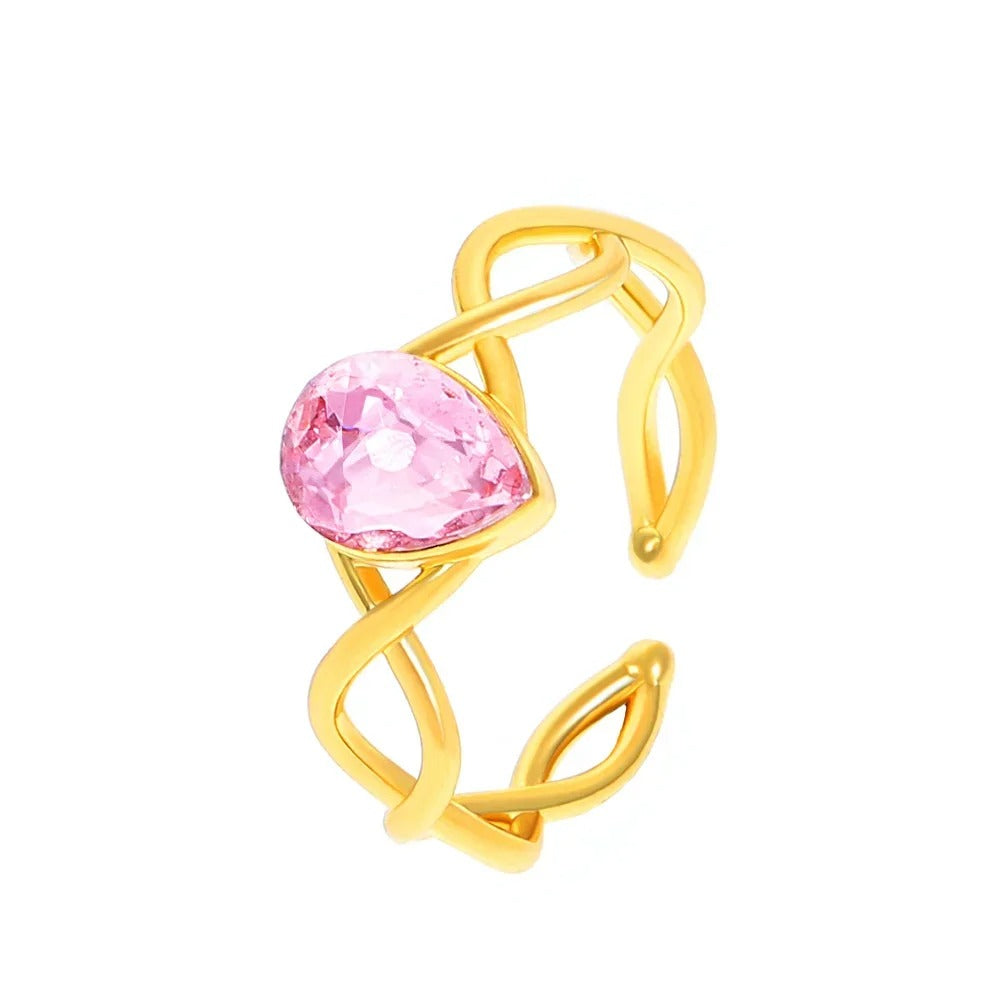 Fashion Zircon Open Women Elegant Light Luxury Adjustable Opening Ring Wedding Party Jewelry