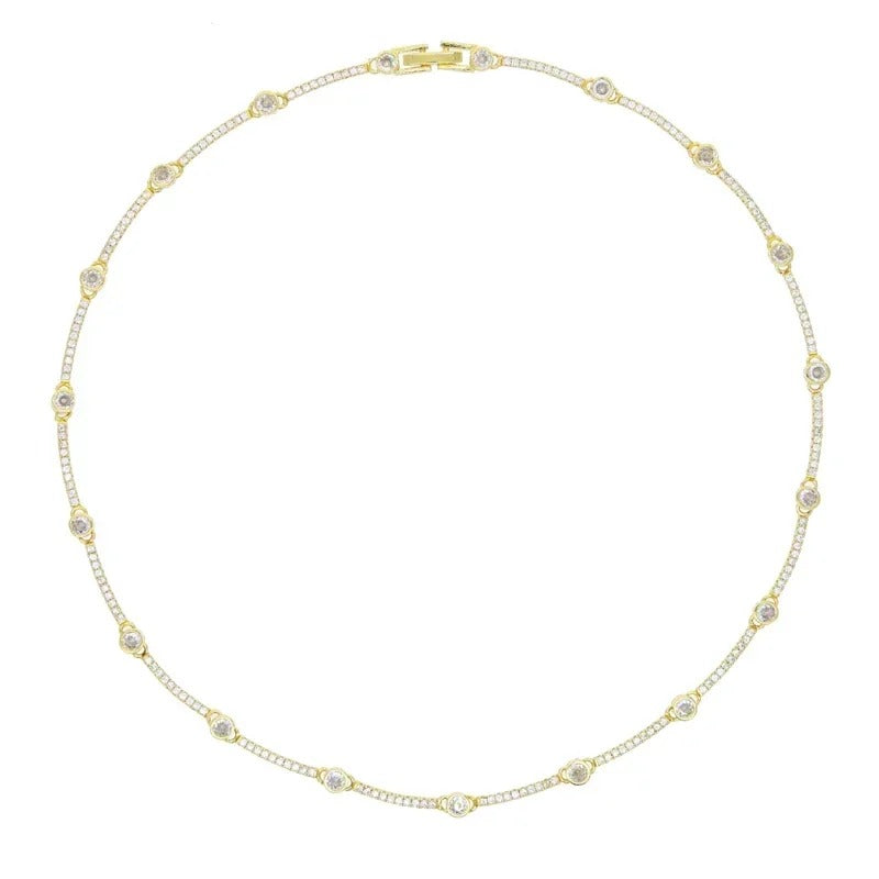 2025 High Quality Fashion 5A Cubic Zirconia CZ Bar Band Charm Tennis Chain Gold Plated Choker Necklace For Luxury Women Jewelry