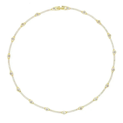 2025 High Quality Fashion 5A Cubic Zirconia CZ Bar Band Charm Tennis Chain Gold Plated Choker Necklace For Luxury Women Jewelry