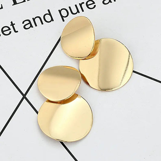 Vintage Statement Metal Geometric Drop Earrings for Women Gold Silver Jewelry