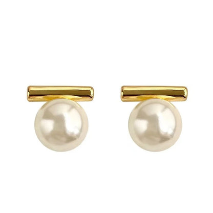 Grey Imitation Pearl Earrings French Minimalist Fashion Jewelry for Women