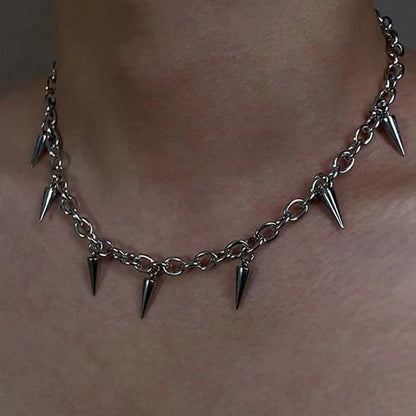 Hip Hop Rivet Pendant Necklace Stainless Steel Unisex Jewelry