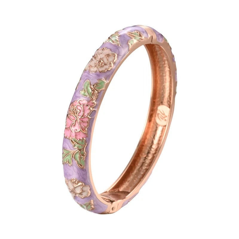 Women’s Enameled Flower Bracelet African Indian Chinese Jewelry