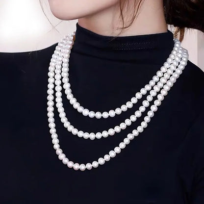 Knot Pearl Multi-Layer Necklace Women Long Sweater Chain Gift