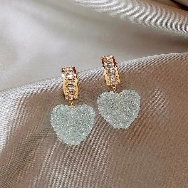 2025 New Arrival Trendy Lovely Pink Heart Dangle Earrings For Women Fashion Cute Sweet Crystal Jewelry Girl Gifts